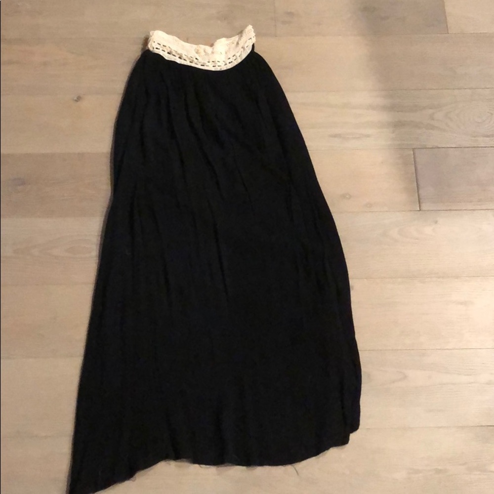 Black maxi skirt with crochet waist band